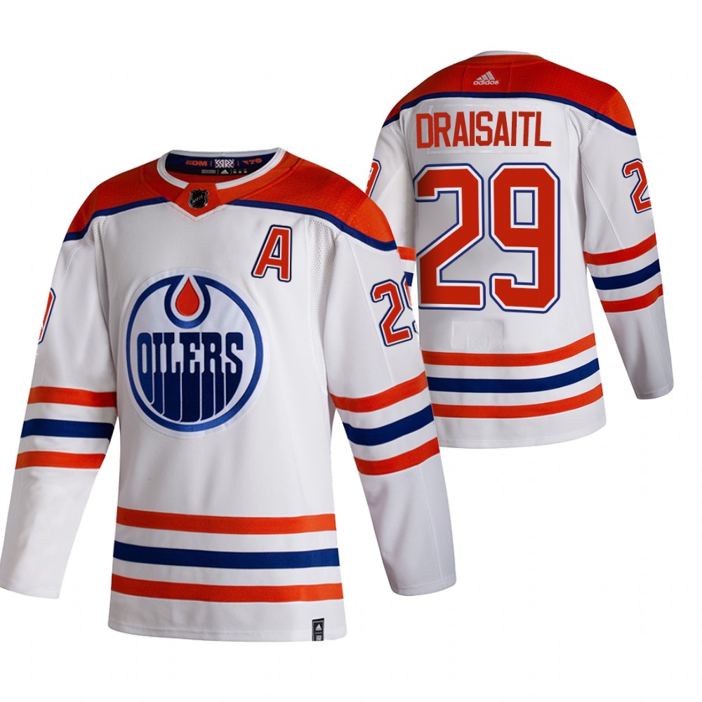 2021 Adidias Edmonton Oilers #29 Leon Draisaitl White Men Reverse Retro Alternate NHL Jersey